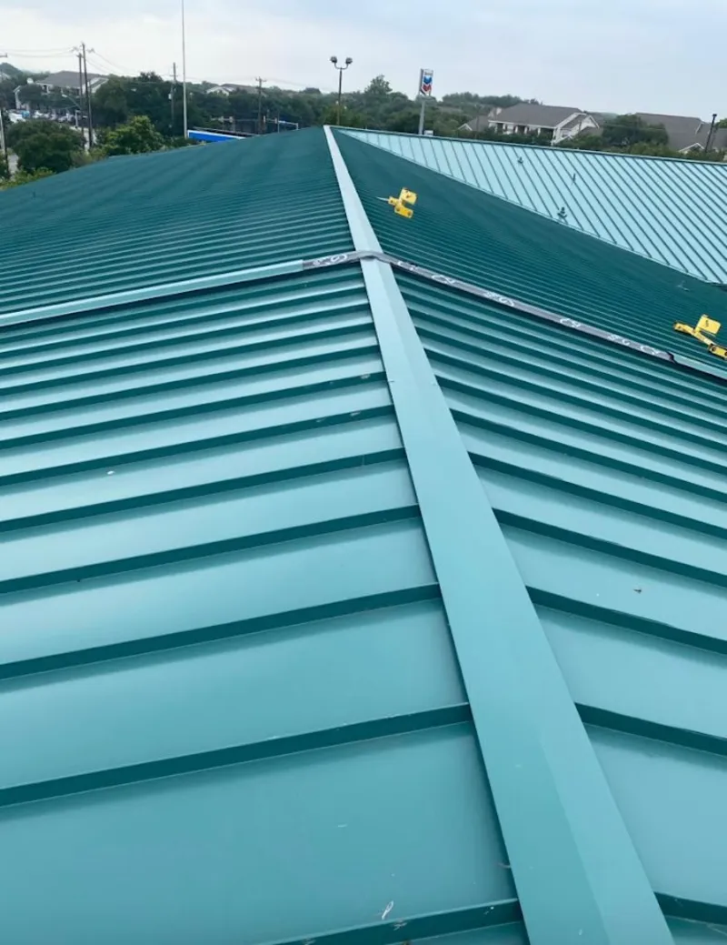 Green commercial metal roof ridge and valley for Metal Roof Repair in Payson